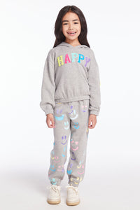 Glitter Smiley Pullover Hoodie & Sweatpants Set