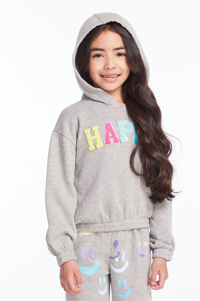 Glitter Smiley Pullover Hoodie & Sweatpants Set