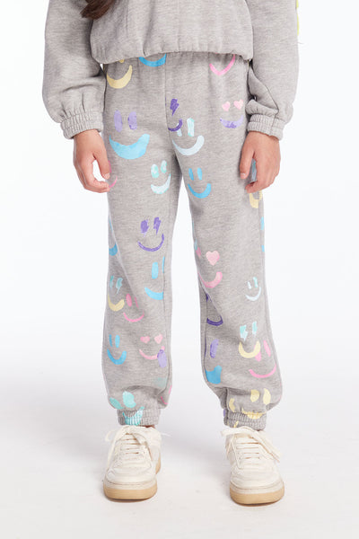 Glitter Smiley Pullover Hoodie & Sweatpants Set