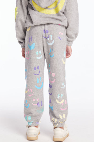 Glitter Smiley Pullover Hoodie & Sweatpants Set