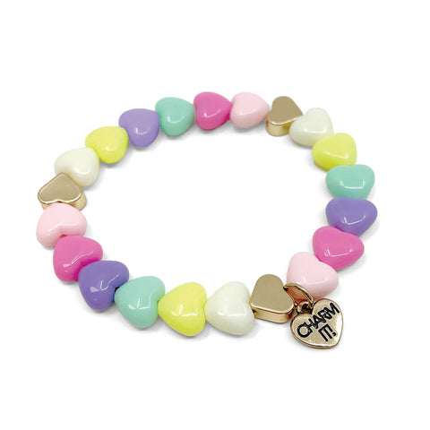 Charm It GOLD PASTEL HEART STRETCH BEAD