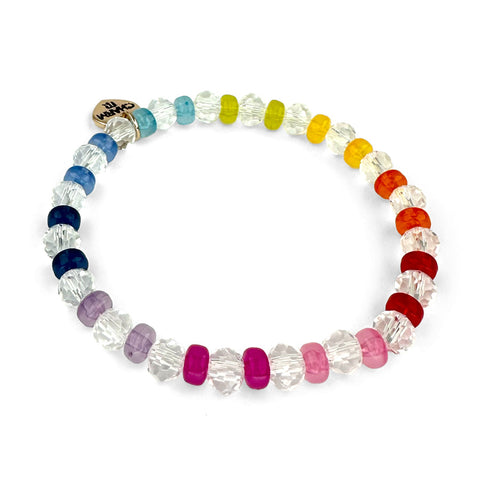 Charm It Clear Rainbow Stretch Bead Bracelet