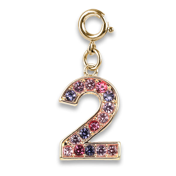 Gold Pink Multi Number Charms