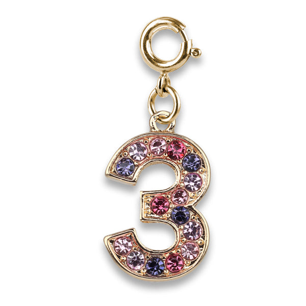Gold Pink Multi Number Charms