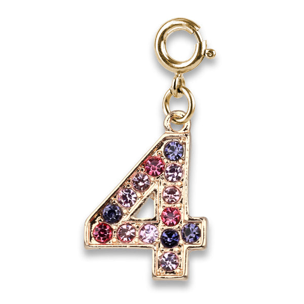 Gold Pink Multi Number Charms