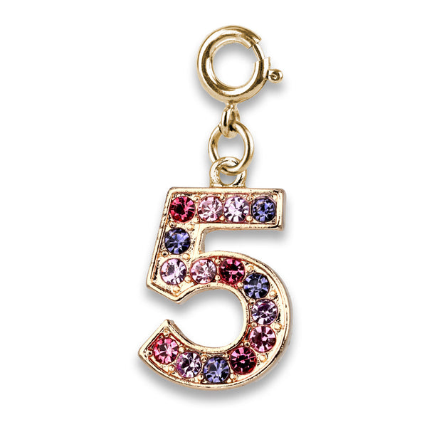 Gold Pink Multi Number Charms