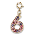 Gold Pink Multi Number Charms