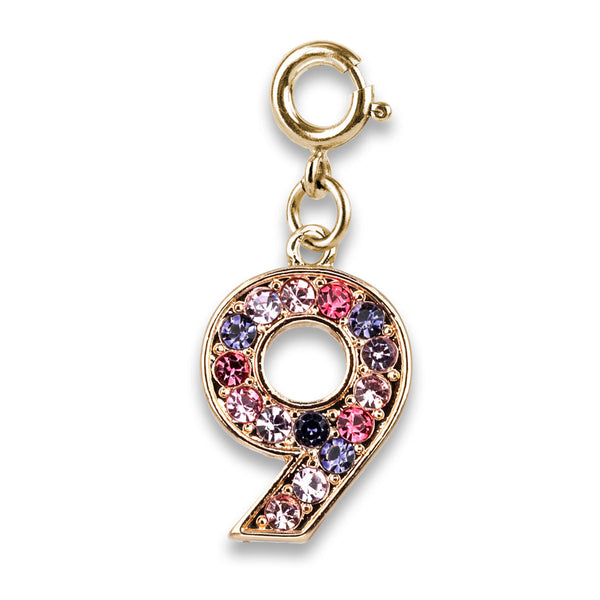 Gold Pink Multi Number Charms
