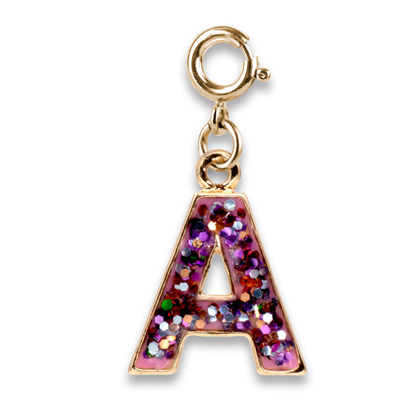 Gold Pink Glitter Letter Charms