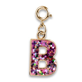 Gold Pink Glitter Letter Charms