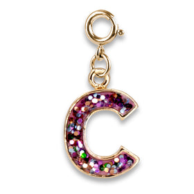 Gold Pink Glitter Letter Charms