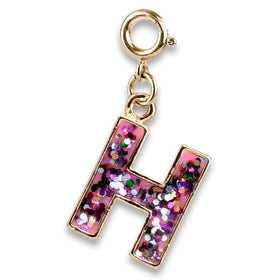 Gold Pink Glitter Letter Charms