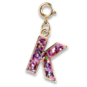 Gold Pink Glitter Letter Charms