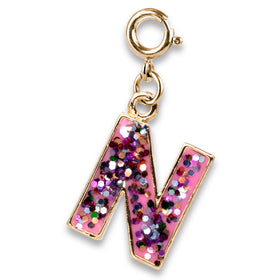 Gold Pink Glitter Letter Charms