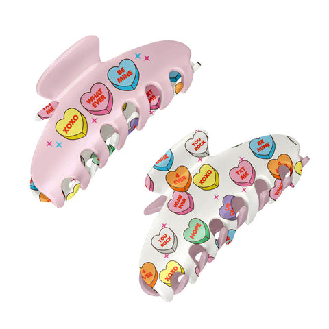 Two-Sided Large Claw Clip - Candy Hearts