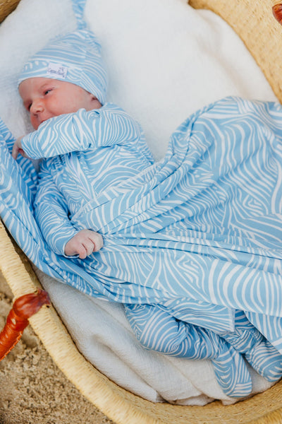 Knit Swaddle Blanket - Surf