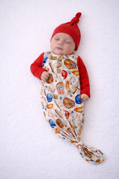 Little Slugger Knot Gown & Hat Set