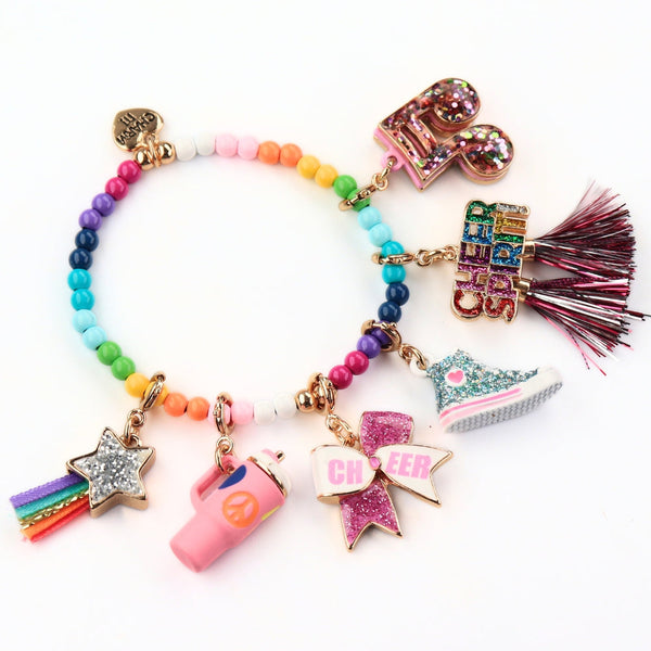 Charm It Gold Glitter Cheer Bow Charm