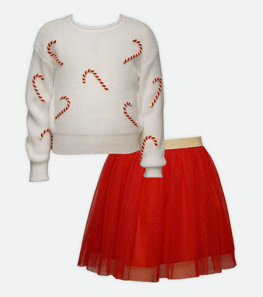 Ellie Candy Cane Skirt Set
