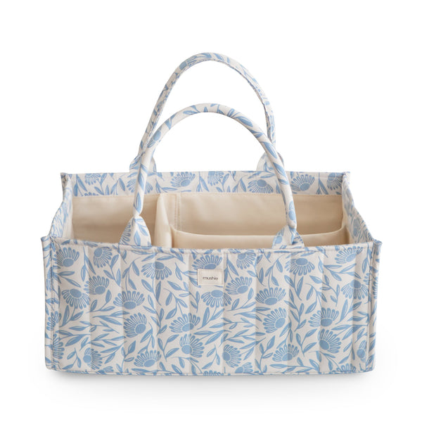 Mushie Diaper Caddy - Blue flowers