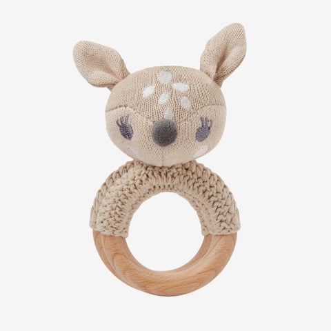 FIFI FAWN WOODEN BABY RATTLE