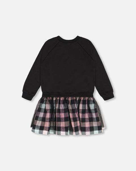 Sweatshirt Dress w/Plaid Tulle Skirt
