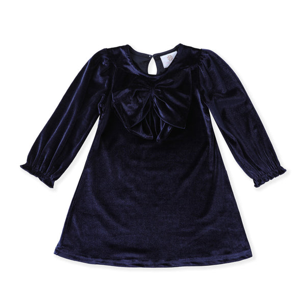Velveteen Midnight Velvet Bow Dress