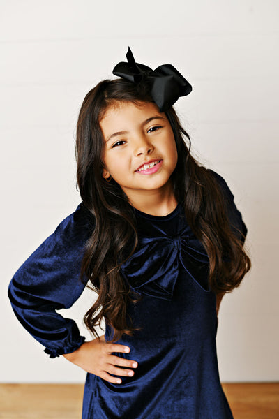 Velveteen Midnight Velvet Bow Dress
