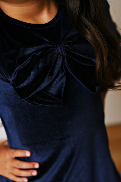 Velveteen Midnight Velvet Bow Dress