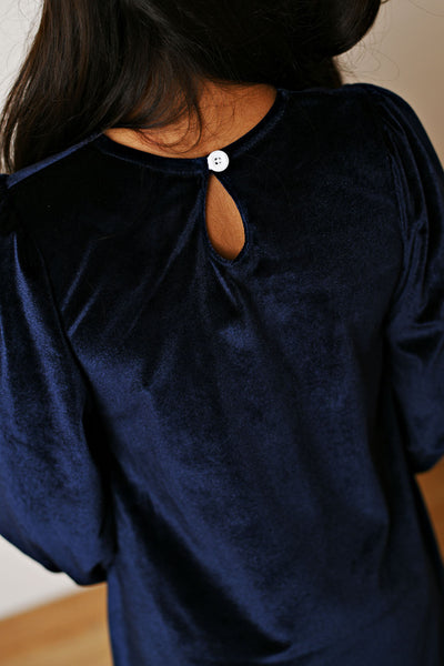 Velveteen Midnight Velvet Bow Dress