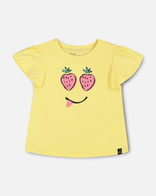 Silly Strawberry Jersey Top-Yellow