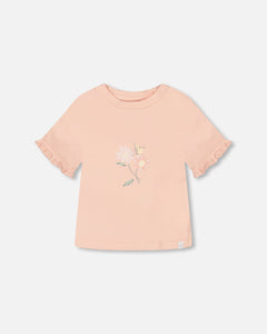 Pale Blush Frill Sleeves Tee