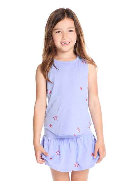 Tossed Stars Powder Blue Tank & Peplum Skort Set