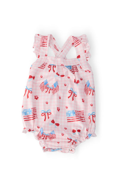 Fancy Flags Ruffle Cross Back Romper