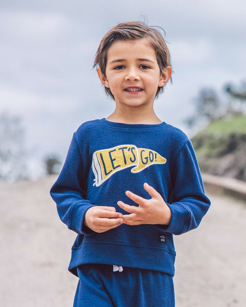 Let's Go Flag Hacci Pullover - Crown Blue