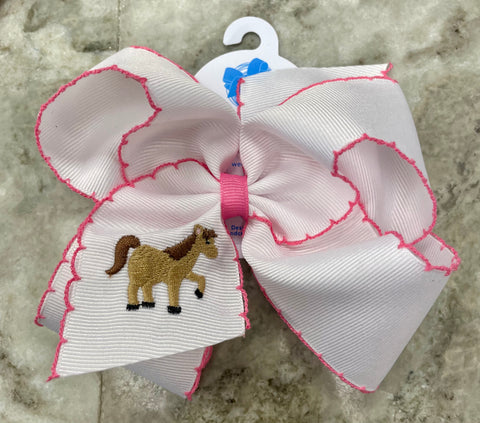 Horse Embroidered Moonstitch Bow-King