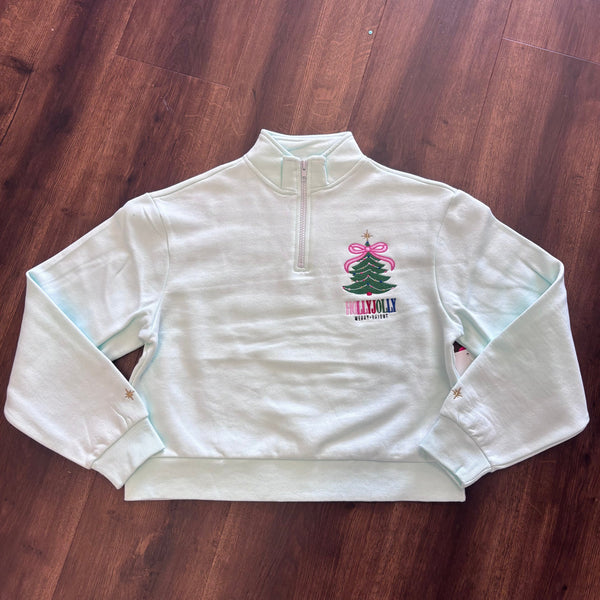 Holly Jolly Embroidery 1/4 zip Sweatshirt