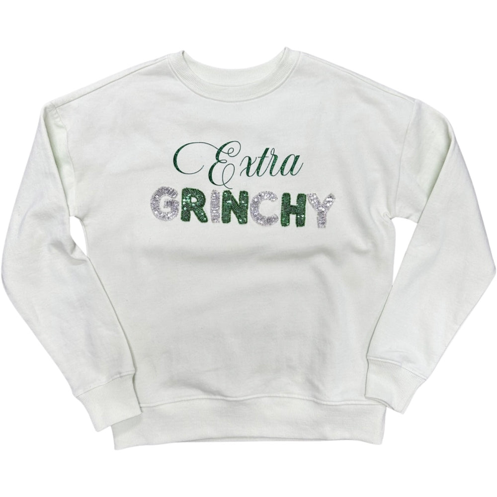 Extra Grinchy Glitter/Sequins Green Sweatshirt