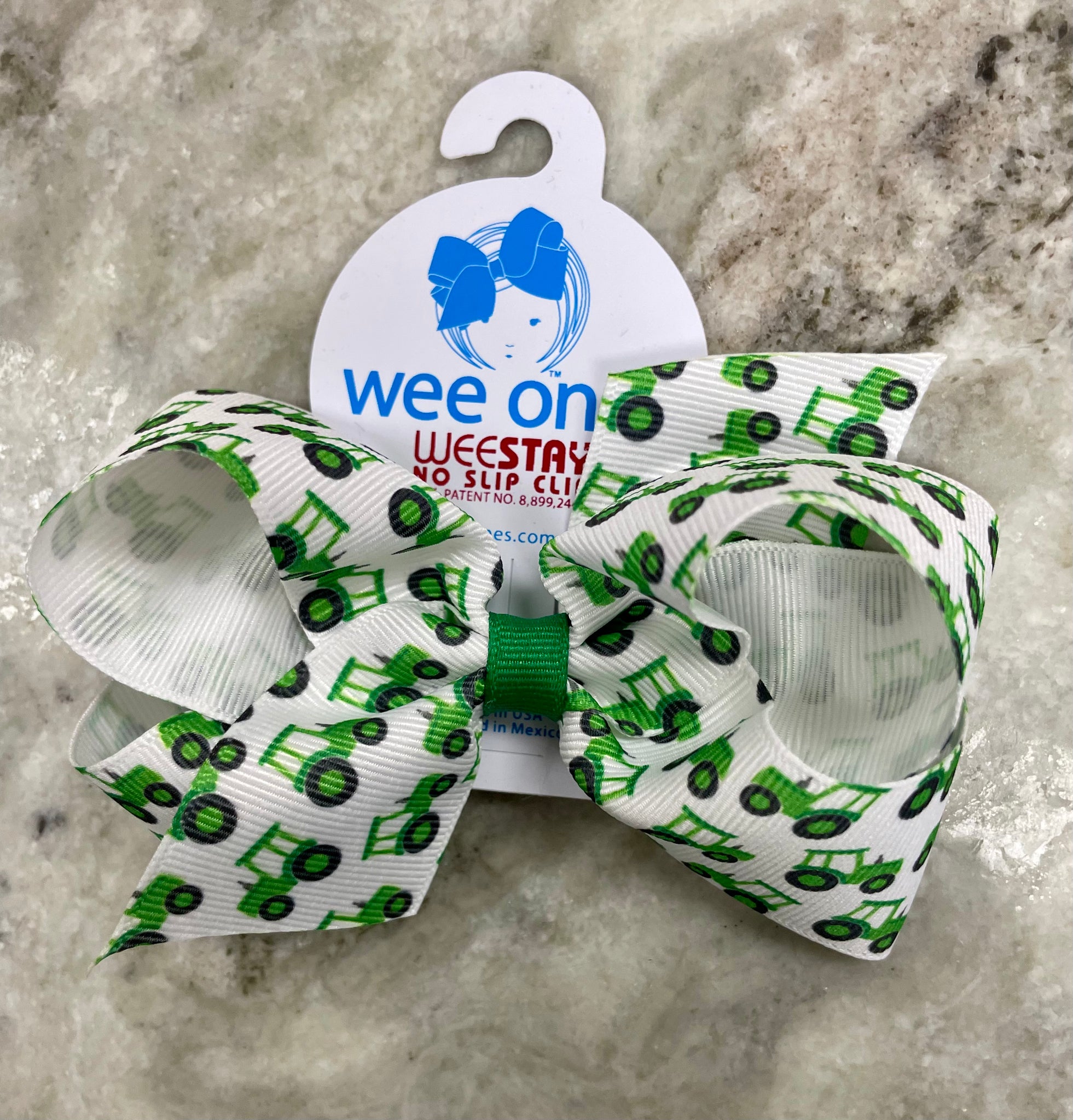 Printed Green Tractor Bow-Medium