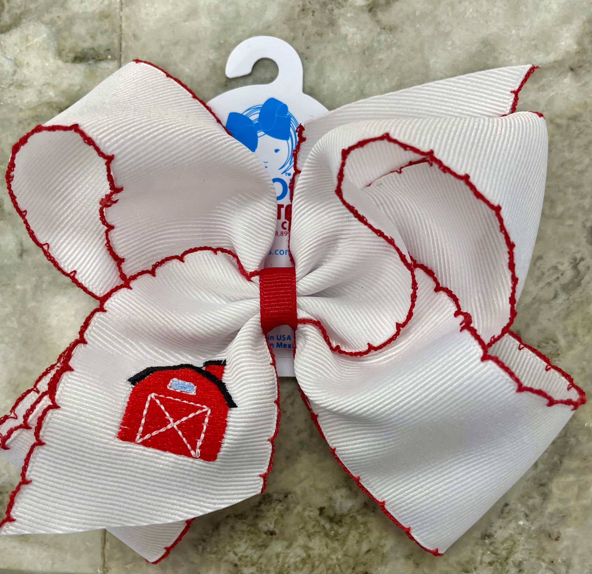 Barn Embroidered Moonstitch Bow-King