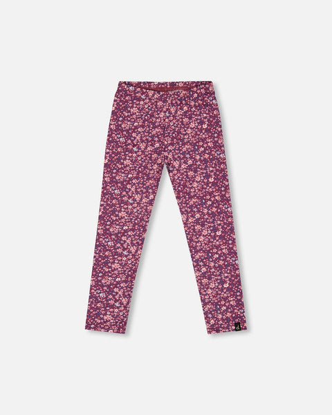 Burgundy Mini Flowers Legging