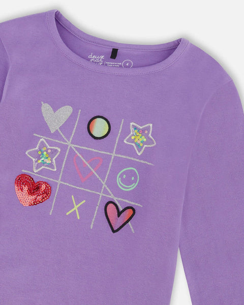 Long Sleeve Purple Tic-Tac-Toe