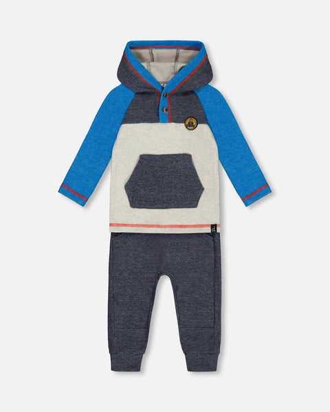 Brushed Jersey Hooded top & Fleece Pant Set