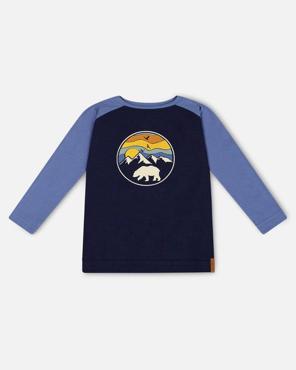 Raglan T-Shirt With Print Navy