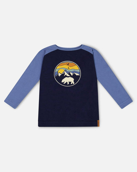 Raglan T-Shirt With Print Navy