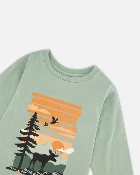 Long Sleeve  w/ Moose in Sage