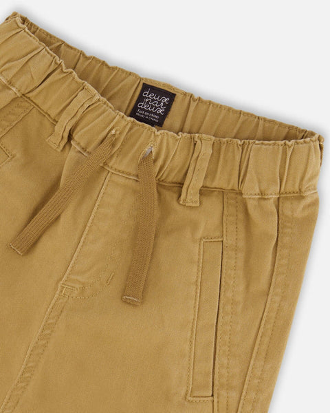 Dark Beige Stretch Twill Cargo Joggers