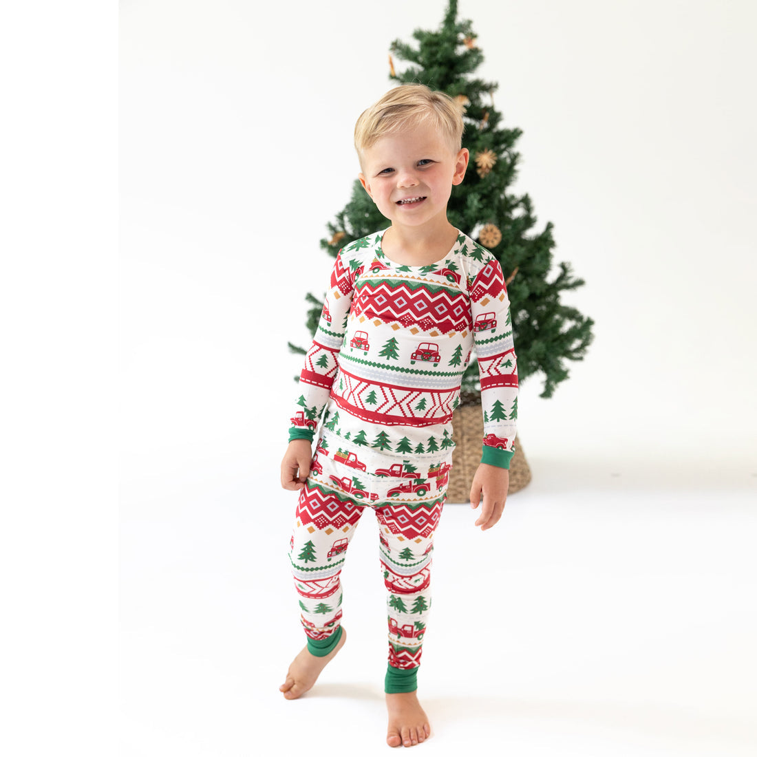 Red Truck Fair Isle Long Sleeve Loungewear Set