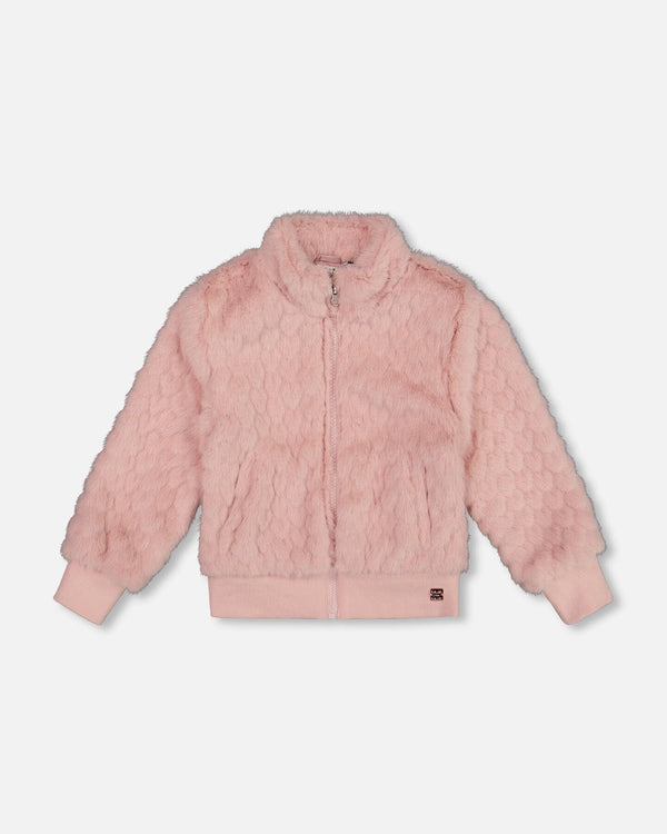 Dusty Pink Faux Fur Jacquard Jacket