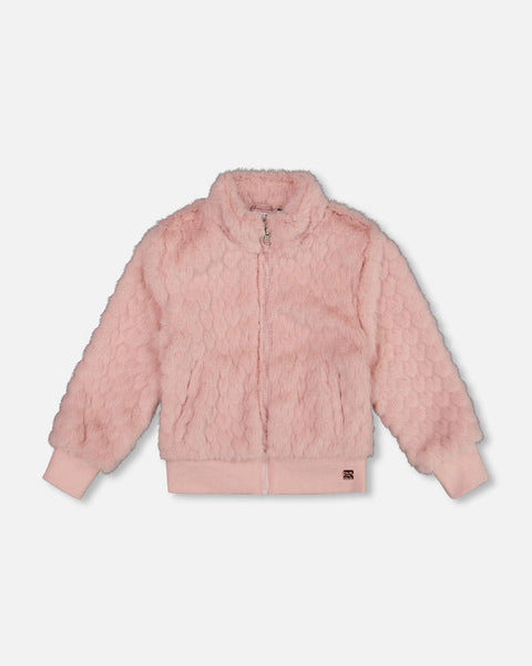 Dusty Pink Faux Fur Jacquard Jacket